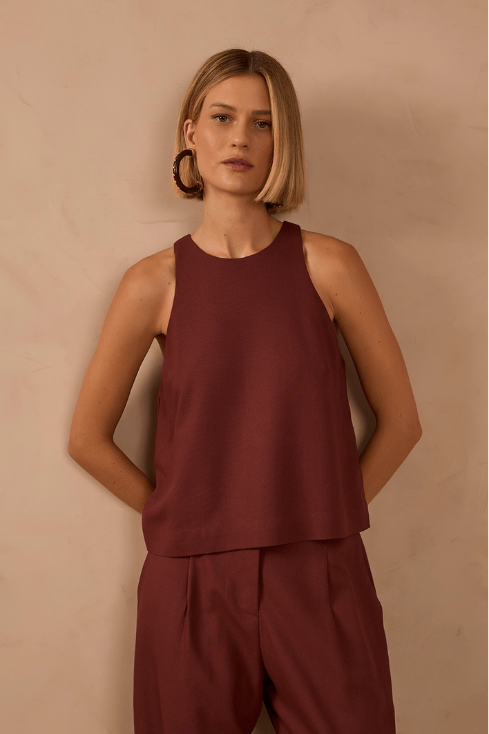 Blusa Linho Decote Nadador