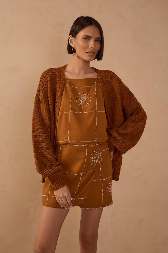 Blusa Linho Quadradinha Xadrez Sol