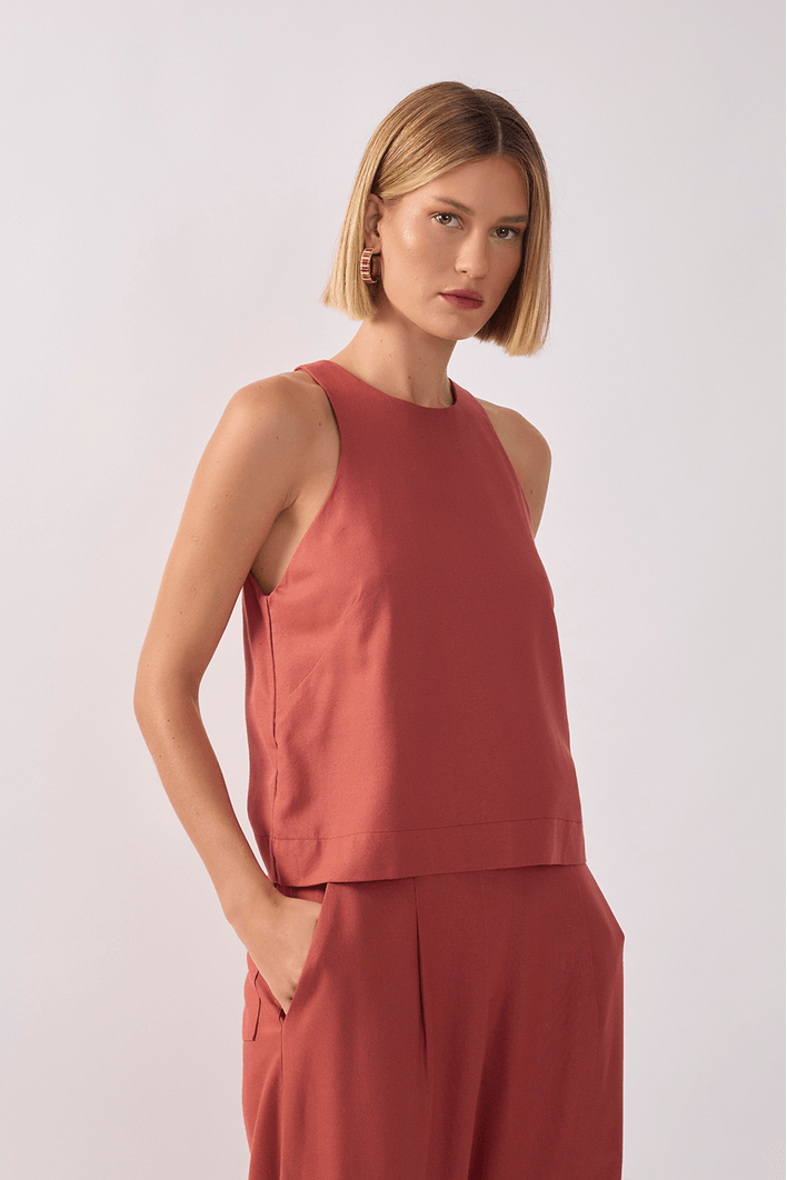 Blusa Linho Decote Nadador