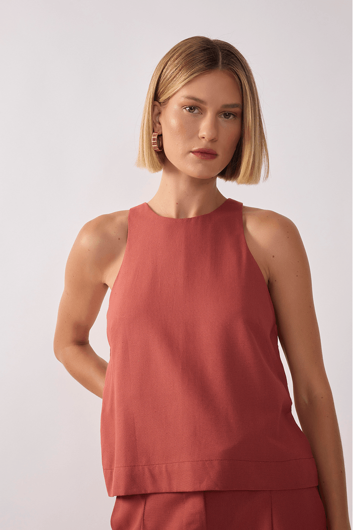 Blusa Linho Decote Nadador