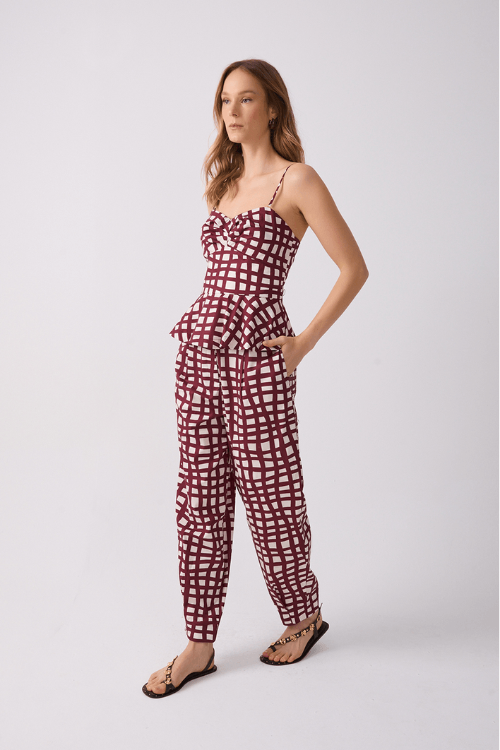 Calça Tricoline Est Trama Vinho