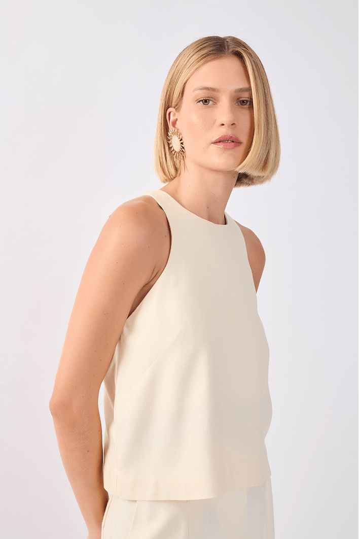 Blusa Linho Decote Nadador