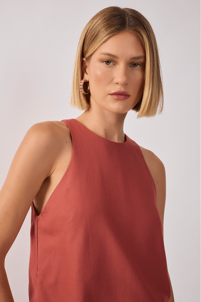 Blusa Linho Decote Nadador