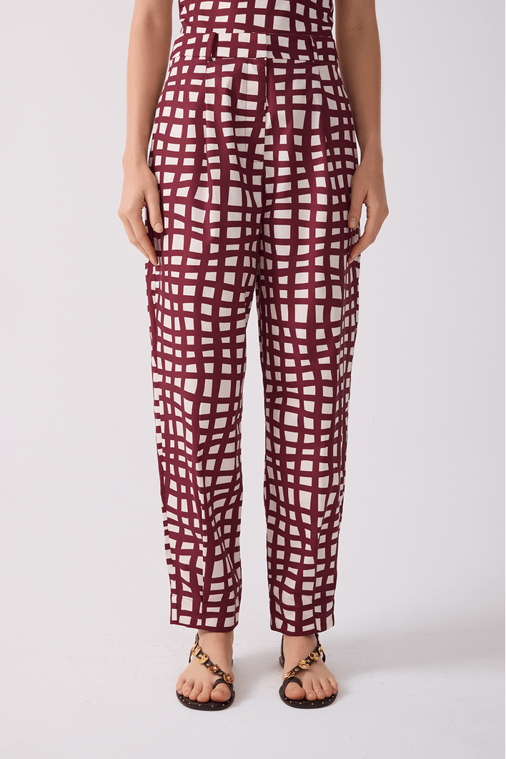 Calça Tricoline Est Trama Vinho