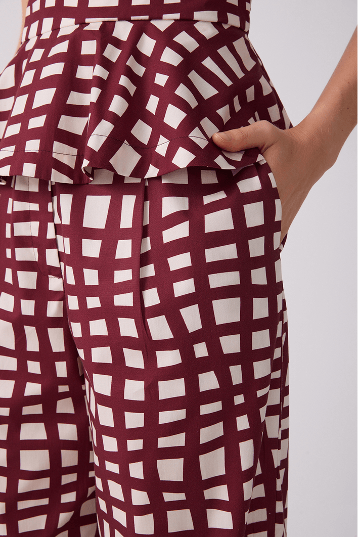 Calça Tricoline Est Trama Vinho