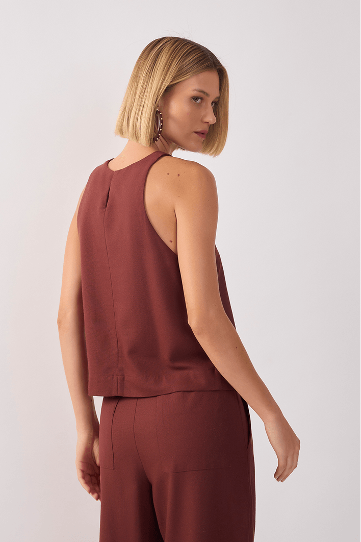 Blusa Linho Decote Nadador