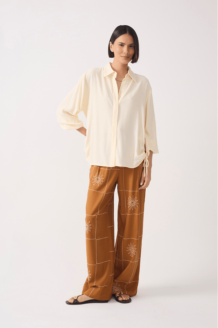 Calça Linho Xadrez Sol