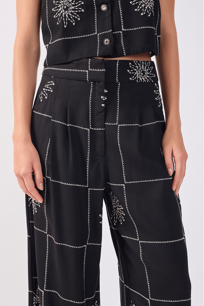 Calça Linho Xadrez Sol