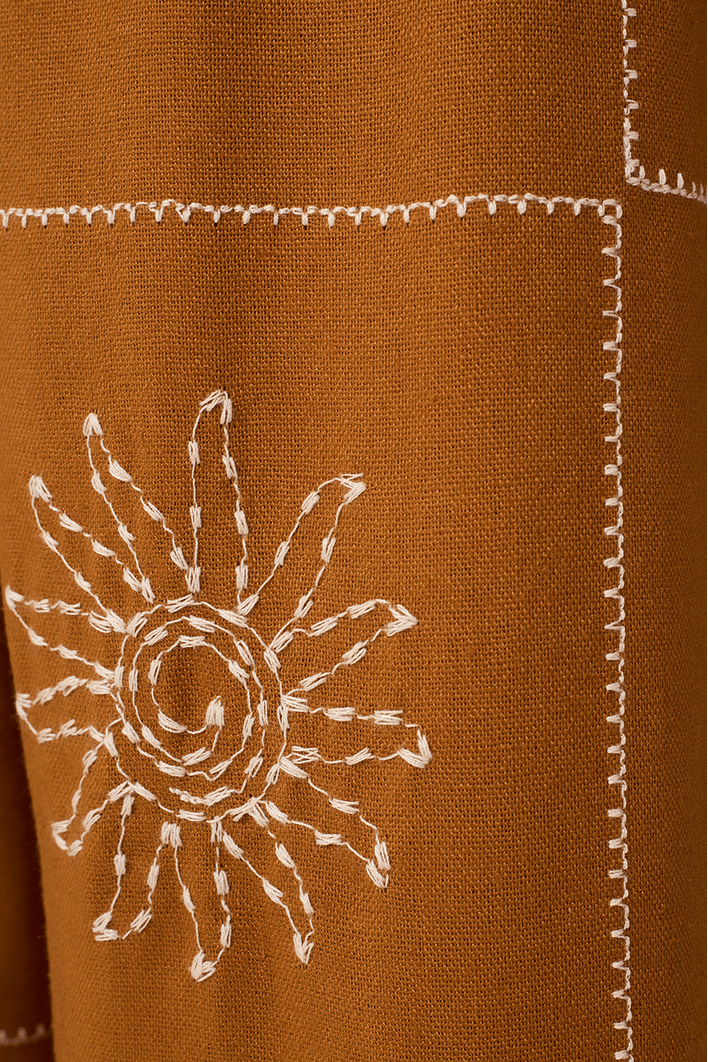 Calça Linho Xadrez Sol