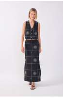 Saia Cropped Linho Xadrez Sol