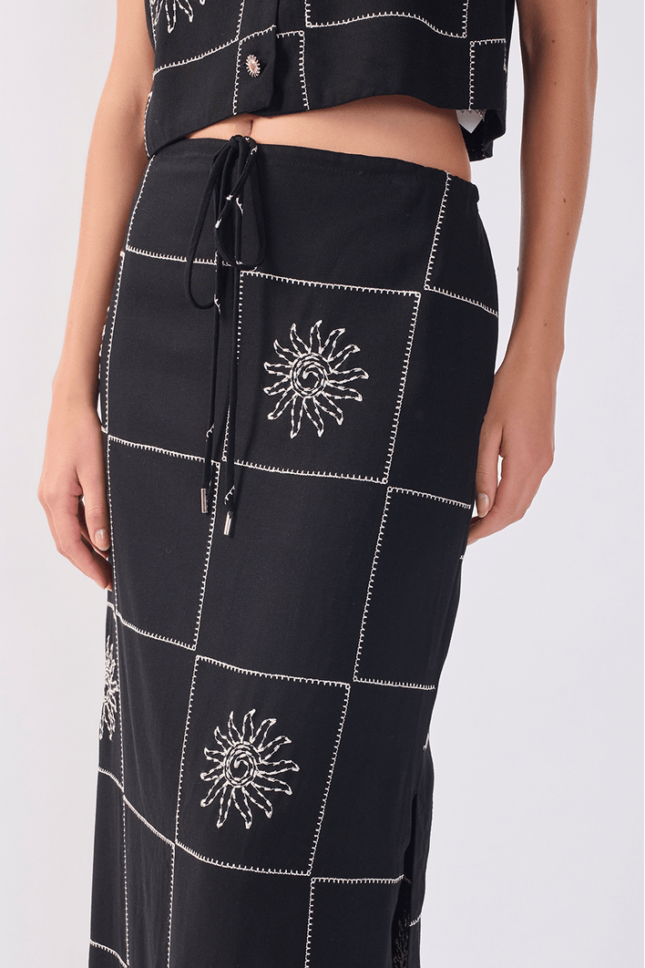 Saia Cropped Linho Xadrez Sol