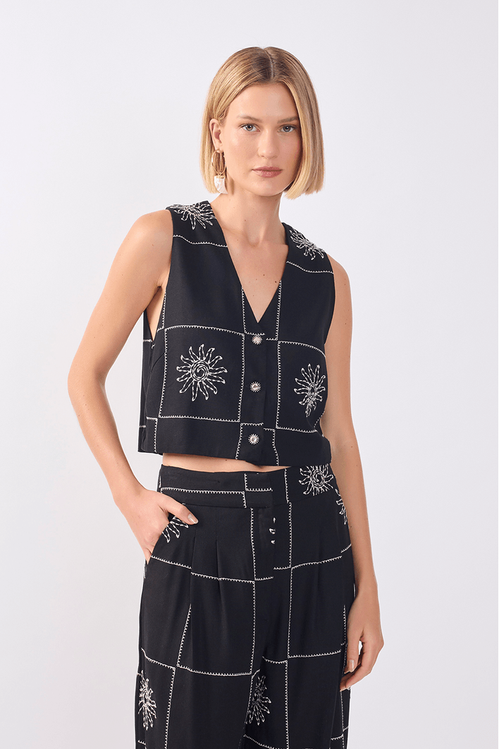 Colete Linho Xadrez Sol