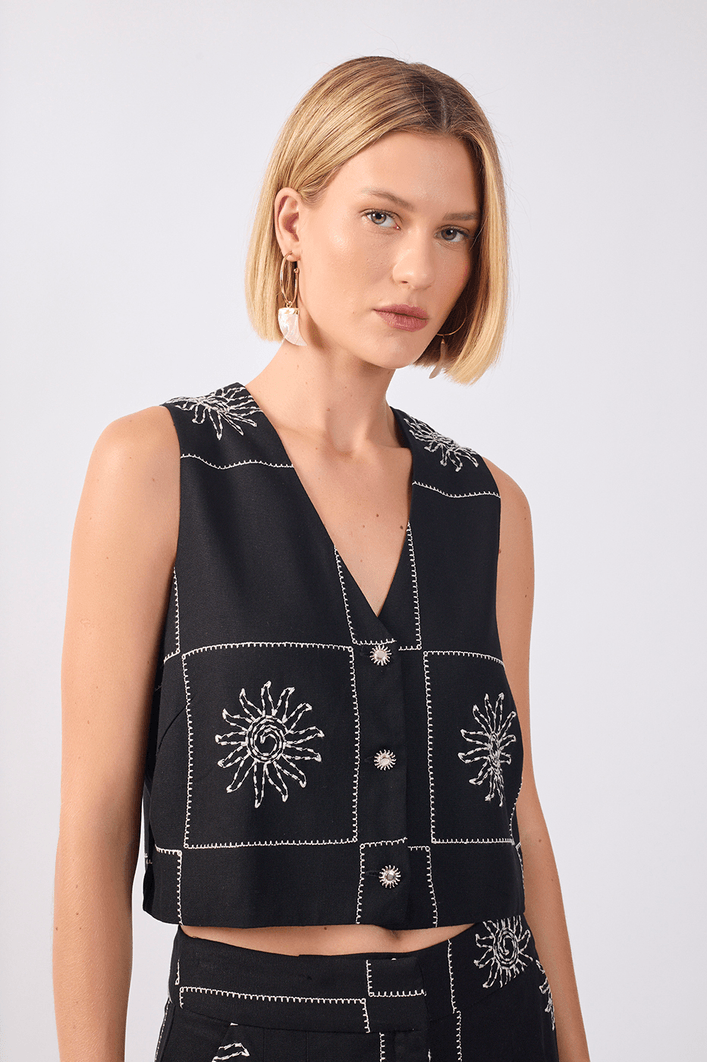 Colete Linho Xadrez Sol