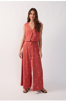 Calça Linho Bordado Lurex Sol