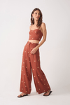 Calça Linho Bordado Lurex Sol