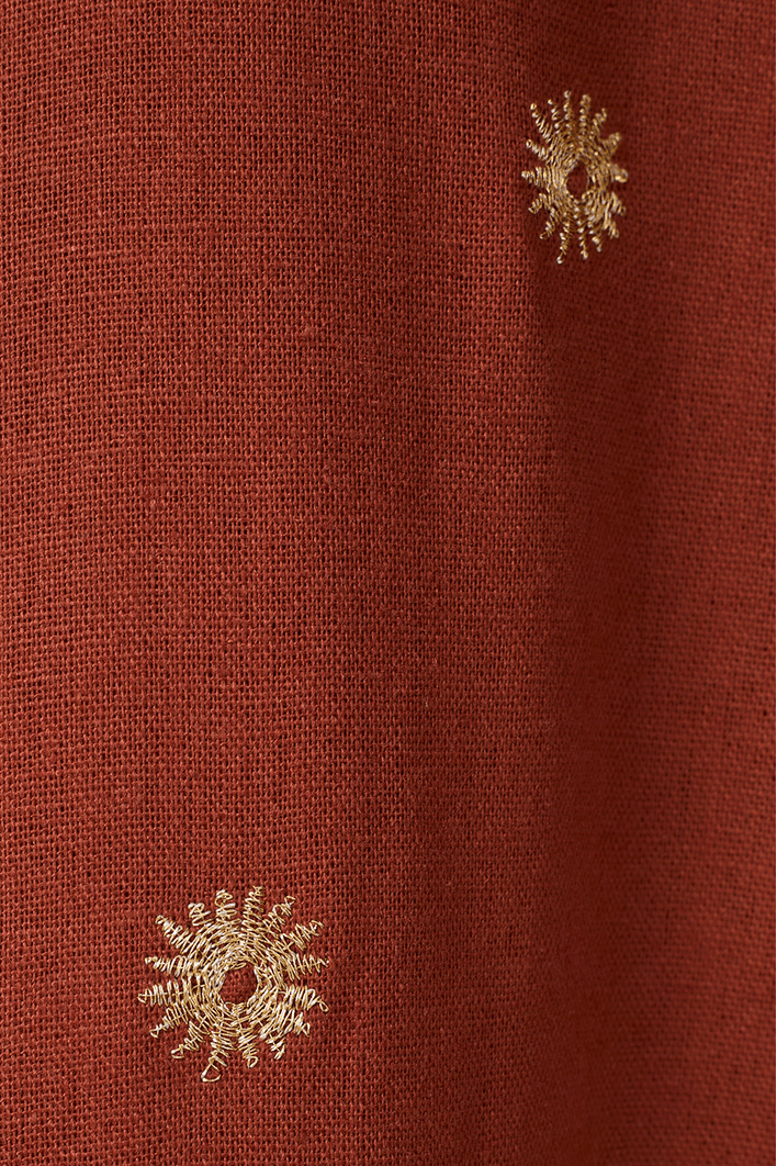 Calça Linho Bordado Lurex Sol