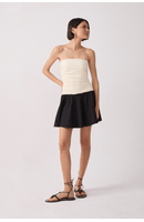 Vestido Sem Alça Malha Com Tecido
