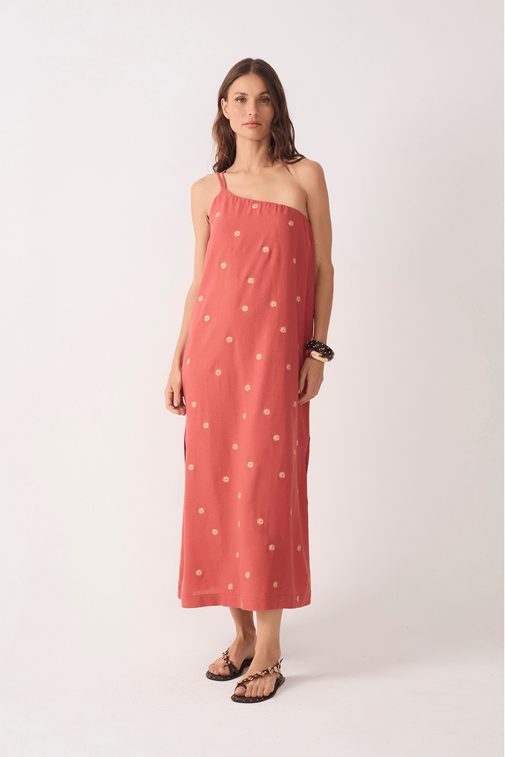 Vestido Cropped Alça Bordado Lurex Sol