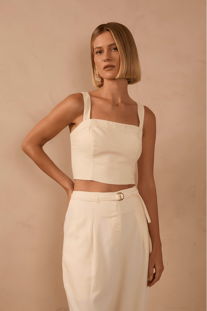 Top Linho Recorte Busto