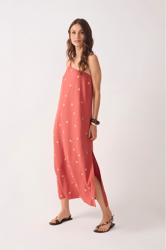 Vestido Cropped Alça Bordado Lurex Sol