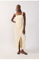 Vestido Midi Linho Fenda