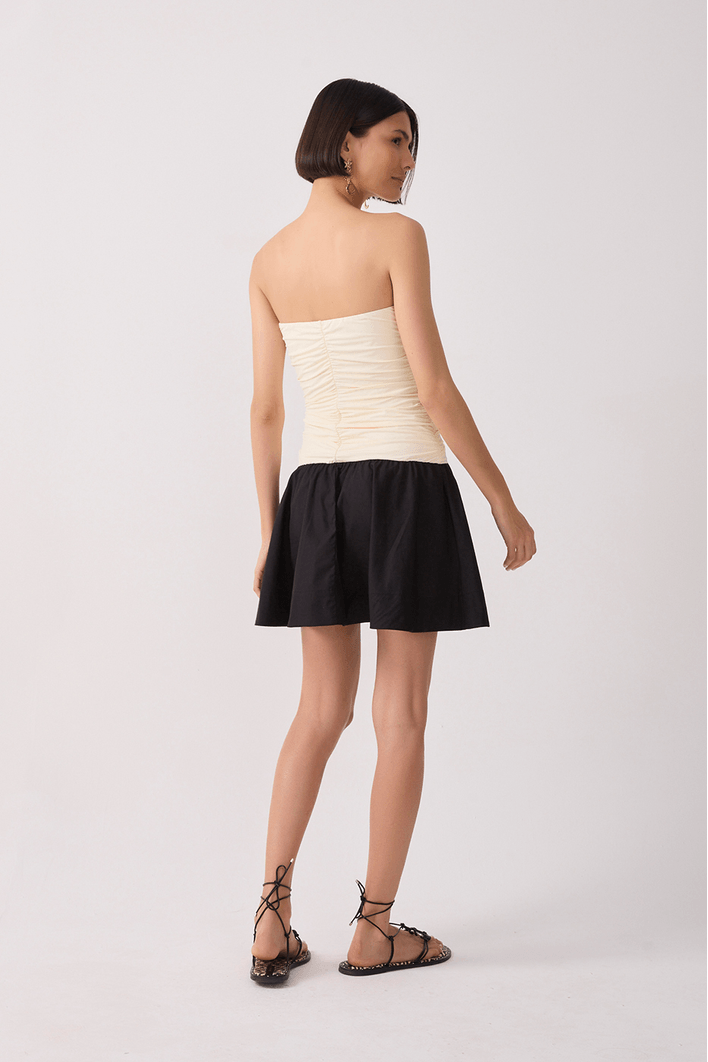 Vestido Sem Alça Malha Com Tecido