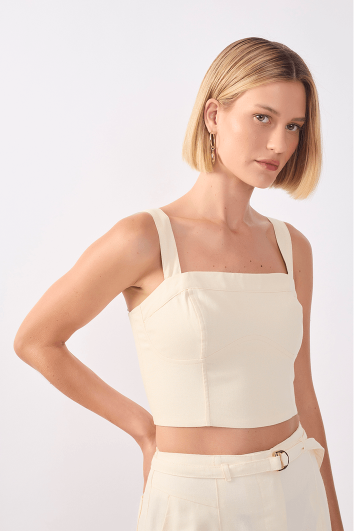 Top Linho Recorte Busto