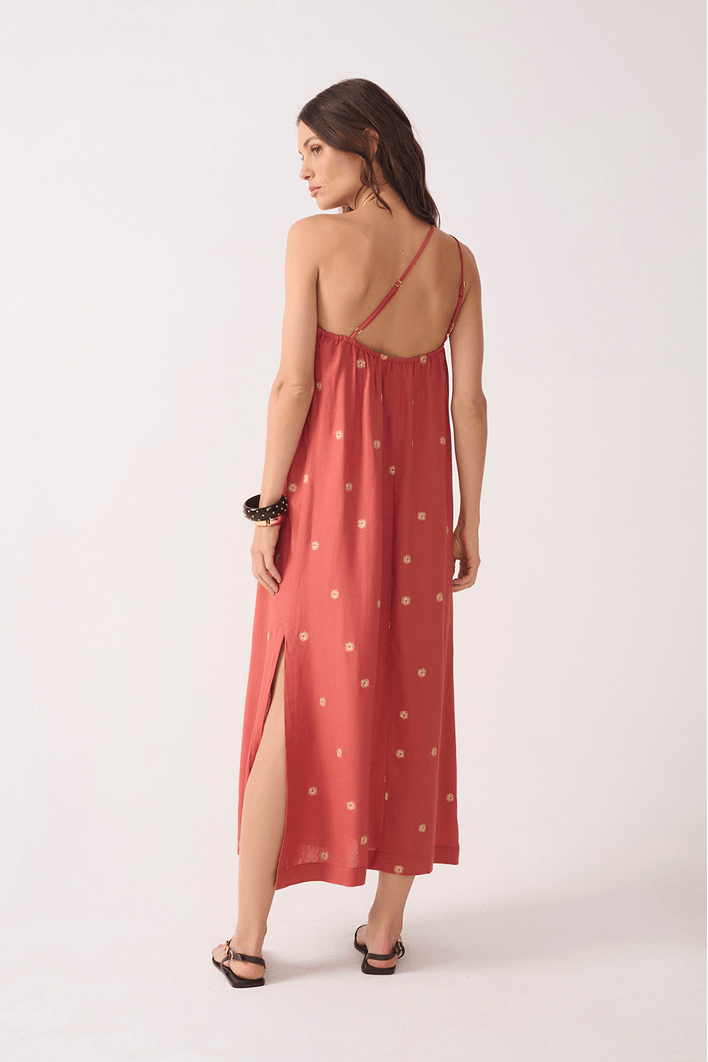 Vestido Cropped Alça Bordado Lurex Sol