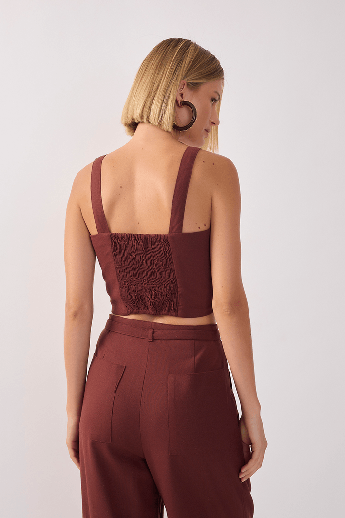 Top Linho Recorte Busto