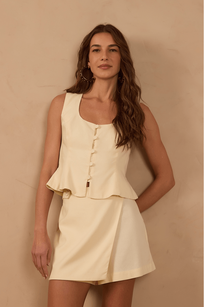 Colete Linho Peplum