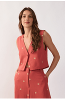 Colete Linho Bordado Lurex Sol