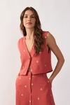 Colete Linho Bordado Lurex Sol