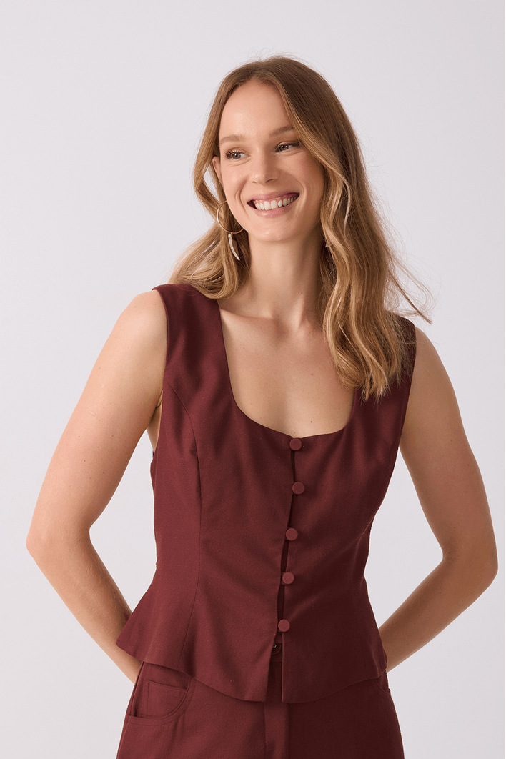 Colete Linho Peplum