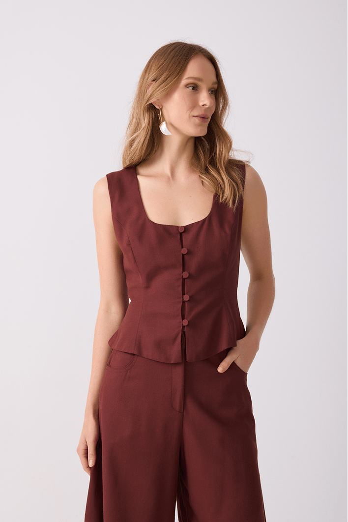 Colete Linho Peplum