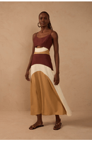 Vestido Cropped Linho Recortes