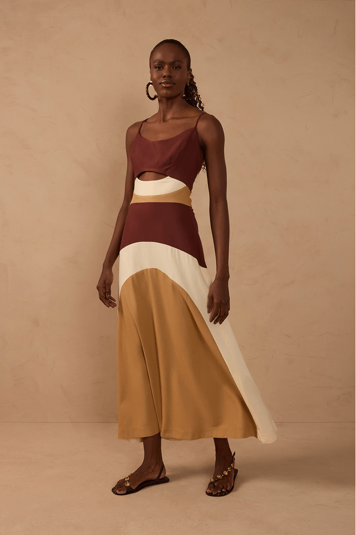 Vestido Cropped Linho Recortes