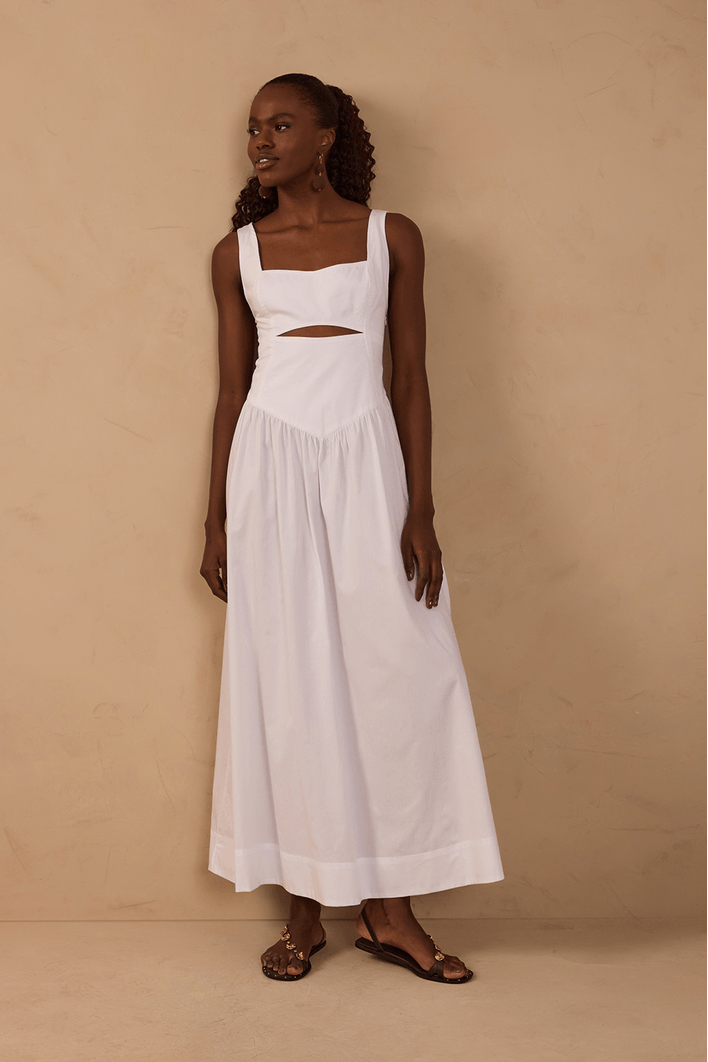 Vestido Cropped Algodão Recorte Cintura