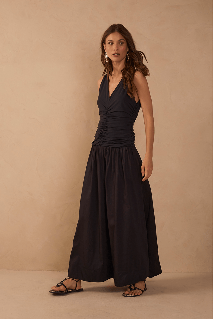 Vestido Franzido Fluity Com Tecido