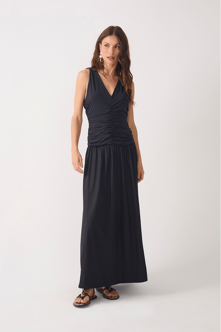 Vestido Franzido Fluity Com Tecido