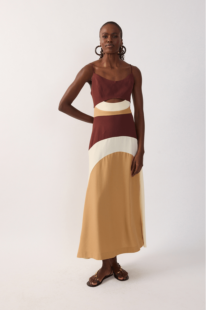 Vestido Cropped Linho Recortes