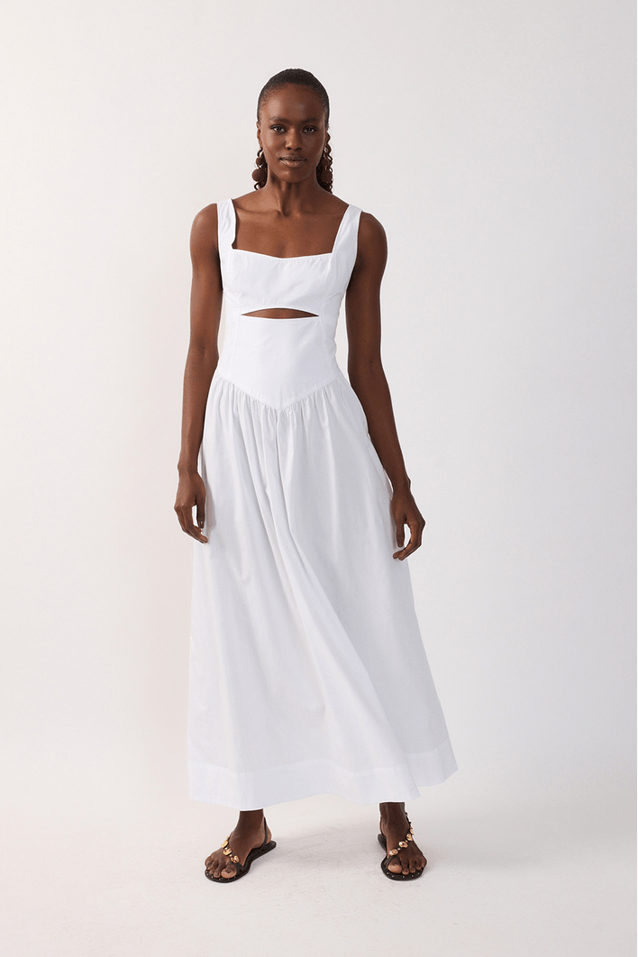 Vestido Cropped Algodão Recorte Cintura