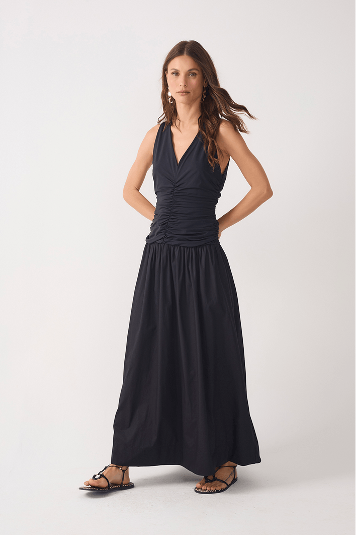 Vestido Franzido Fluity Com Tecido