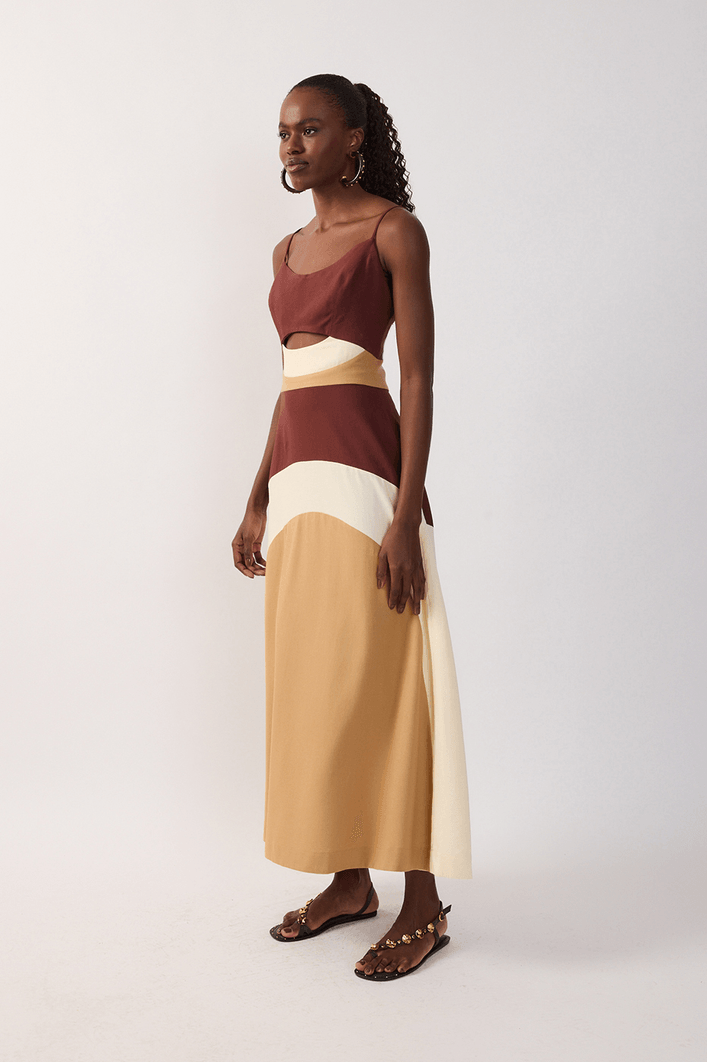 Vestido Cropped Linho Recortes