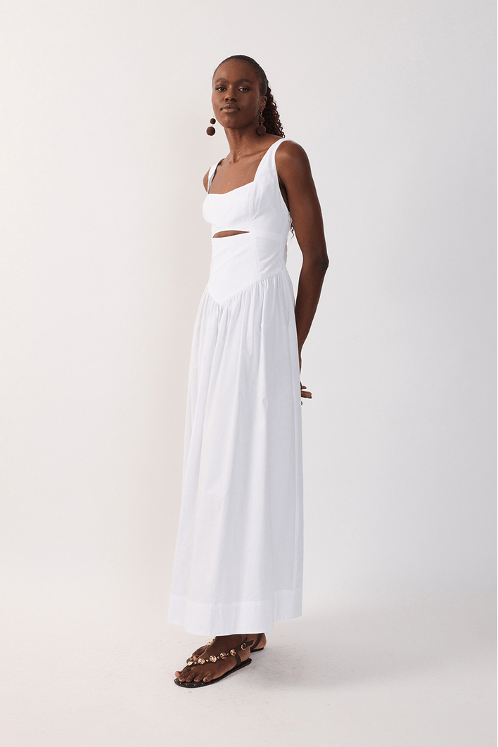 Vestido Cropped Algodão Recorte Cintura