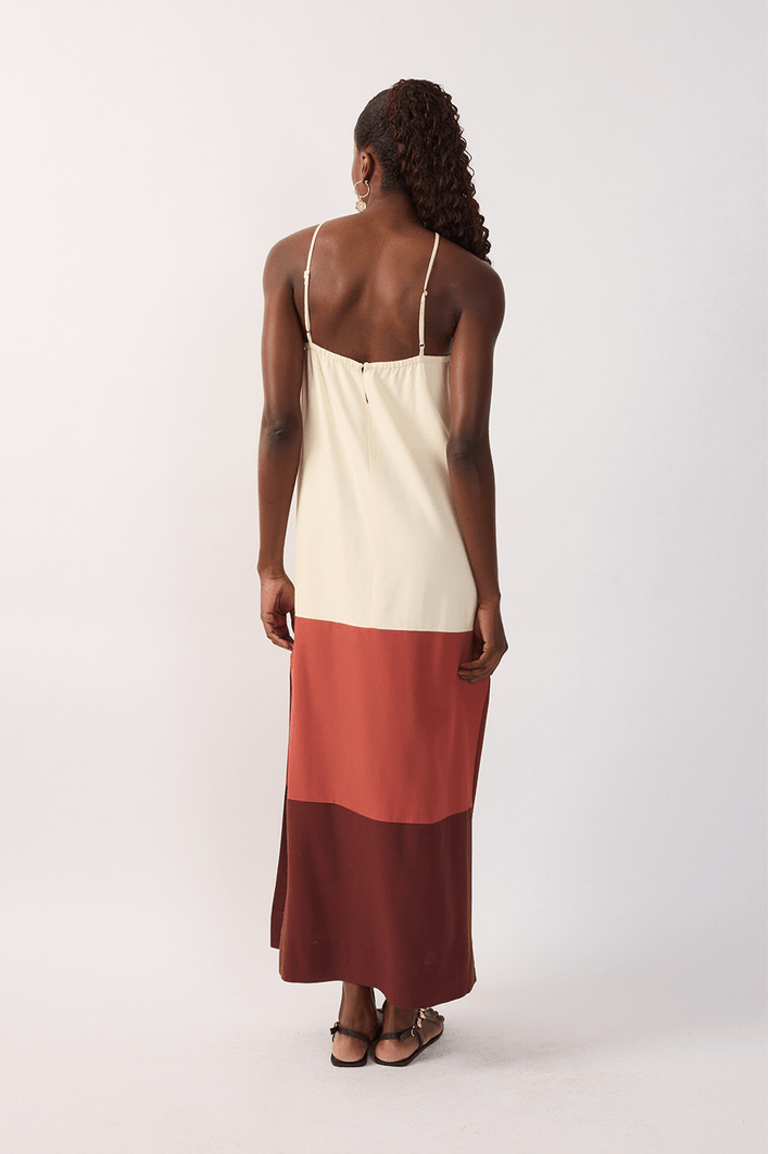 Vestido Cropped Linho Bordado Pôr do Sol