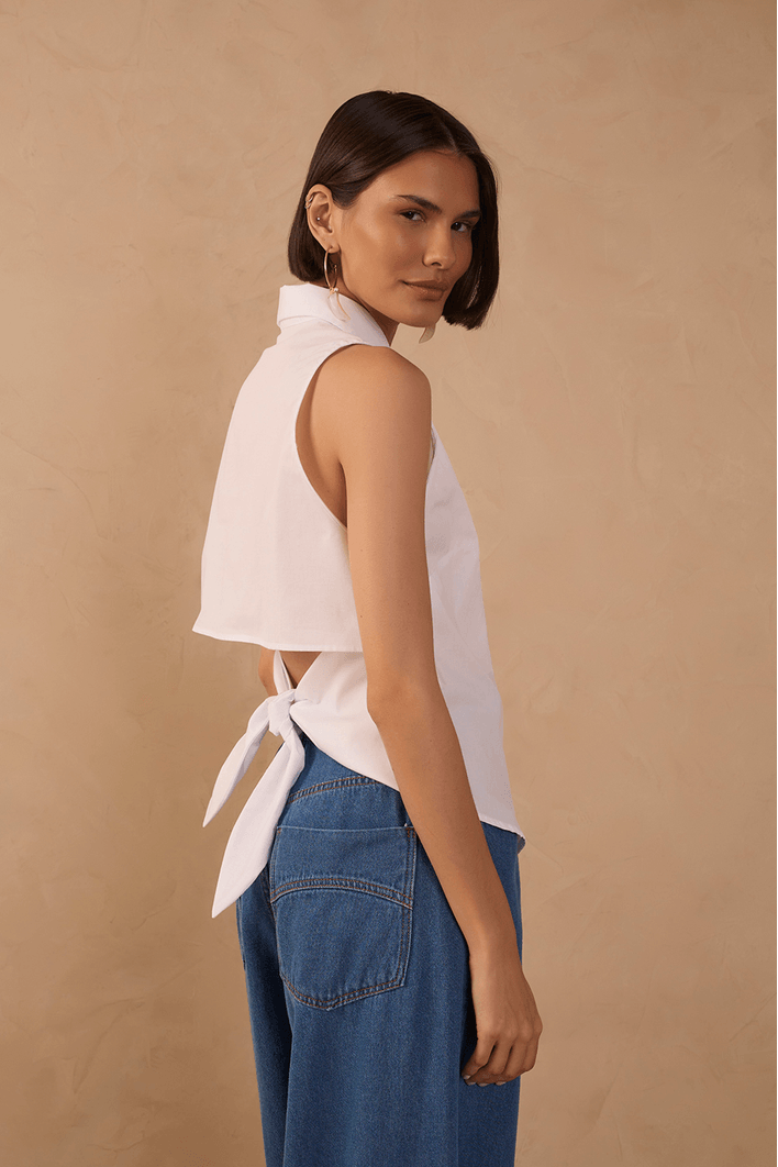 Blusa Algodão Amarração Costas