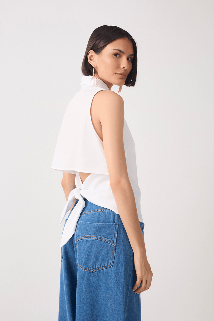 Blusa Algodão Amarração Costas