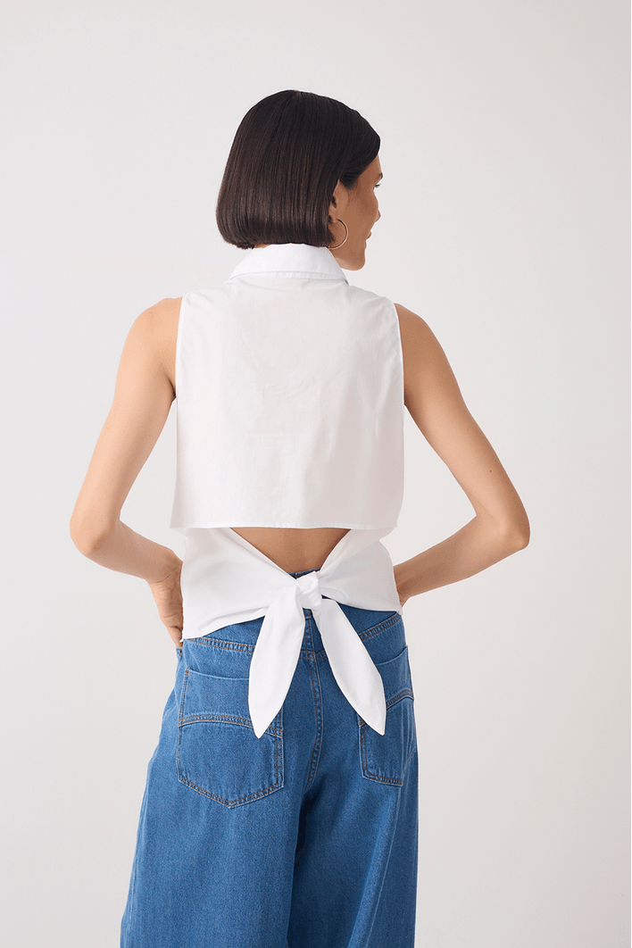 Blusa Algodão Amarração Costas
