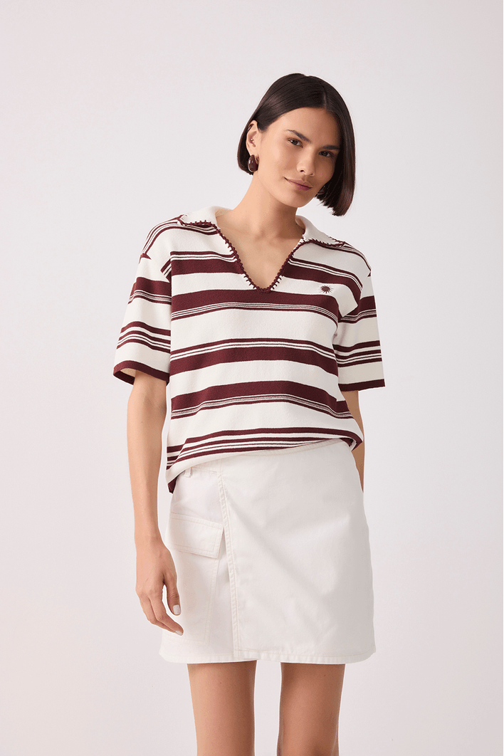 Polo Tricot Bordada Listras