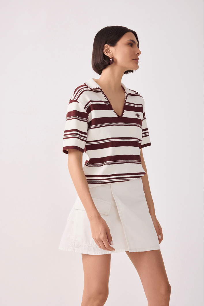 Polo Tricot Bordada Listras